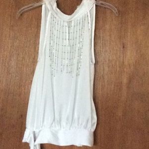 YA LA White Fancy Boutique Top with beading S